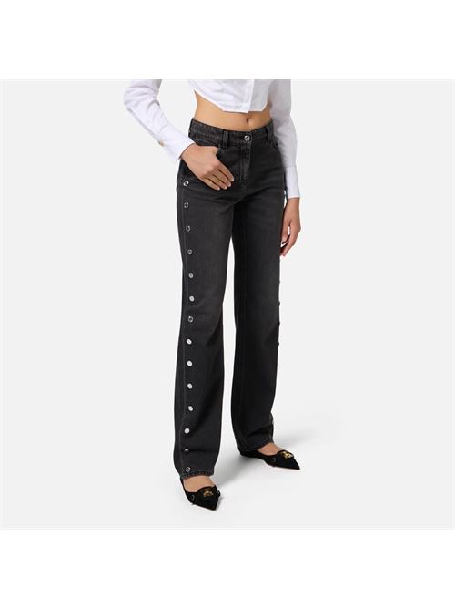 Jeans dritto in cotone con bottoni sui fianchi ELISABETTA FRANCHI | PJ28N46E246E2102